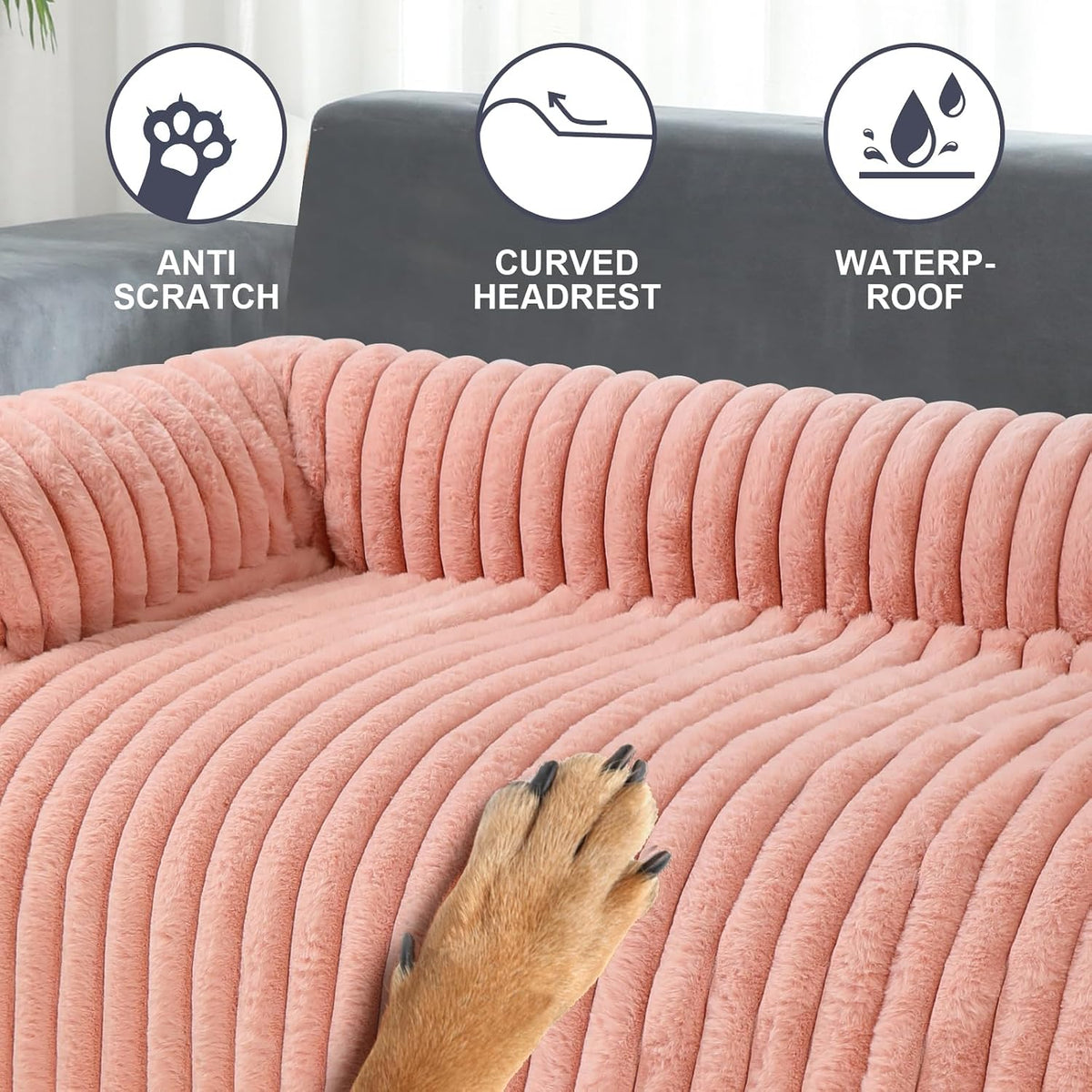 Luxurious Dog Couch Bed, Dog Couch Cover - Large(41*37*6 In) / Pink - image 4
