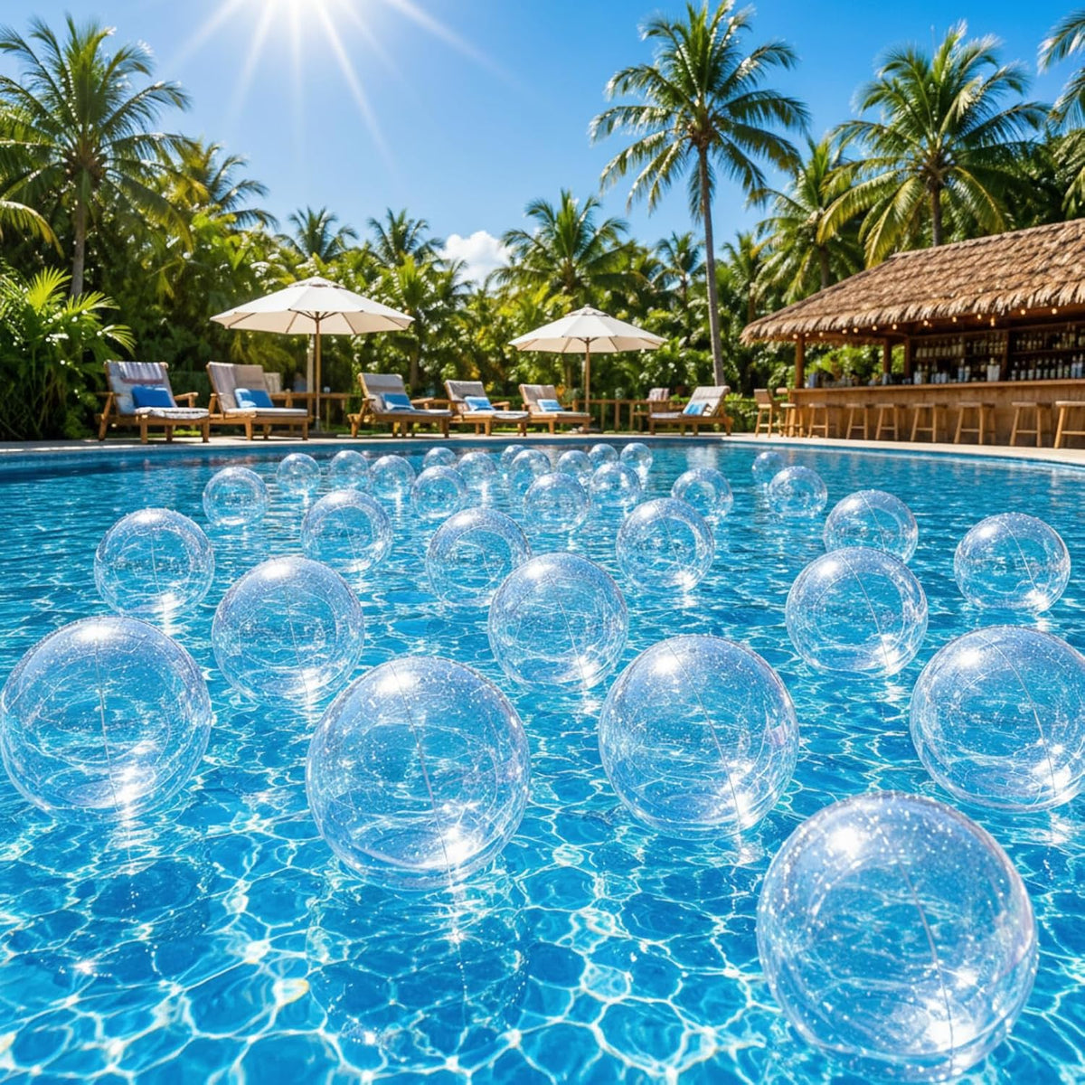 Yinder 24 Pcs Clear Beach Balls Inflatable Bubble Ball Decorations - Classic / Clear - image 4