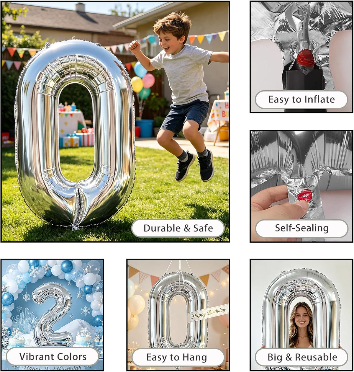 40 Inch Gold Number 1 Balloon - Silver Balloon / 40 Inch Number 3 - image 4