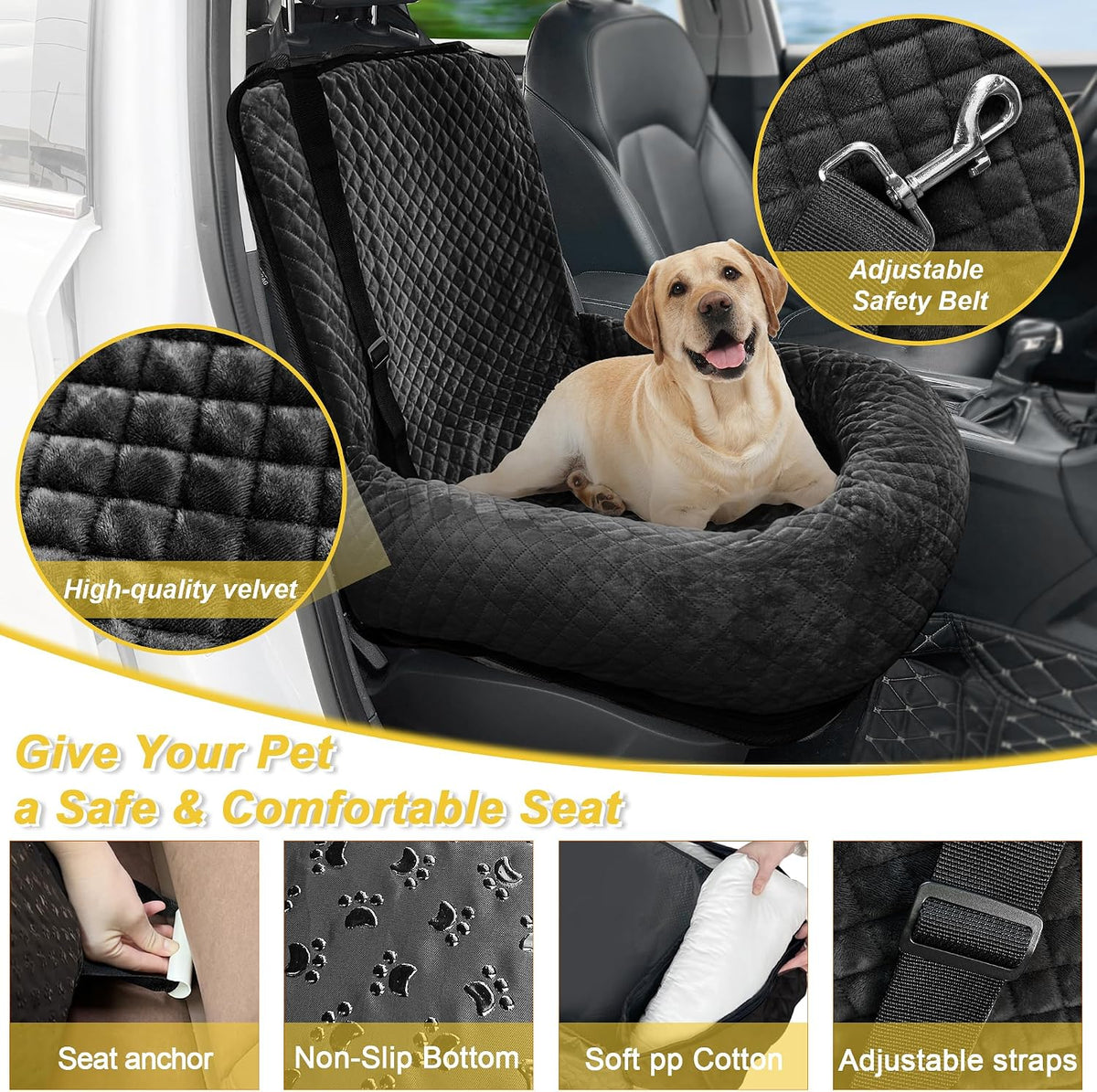 Dog Car Seat for Small Medium Dogs - Black / Small - image 3