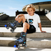 Kuxuan Adjustable Roller Skates with Fun Illuminating Rollerskate - Flame Blue / Small - Little Kid(10C-13C) - image 2
