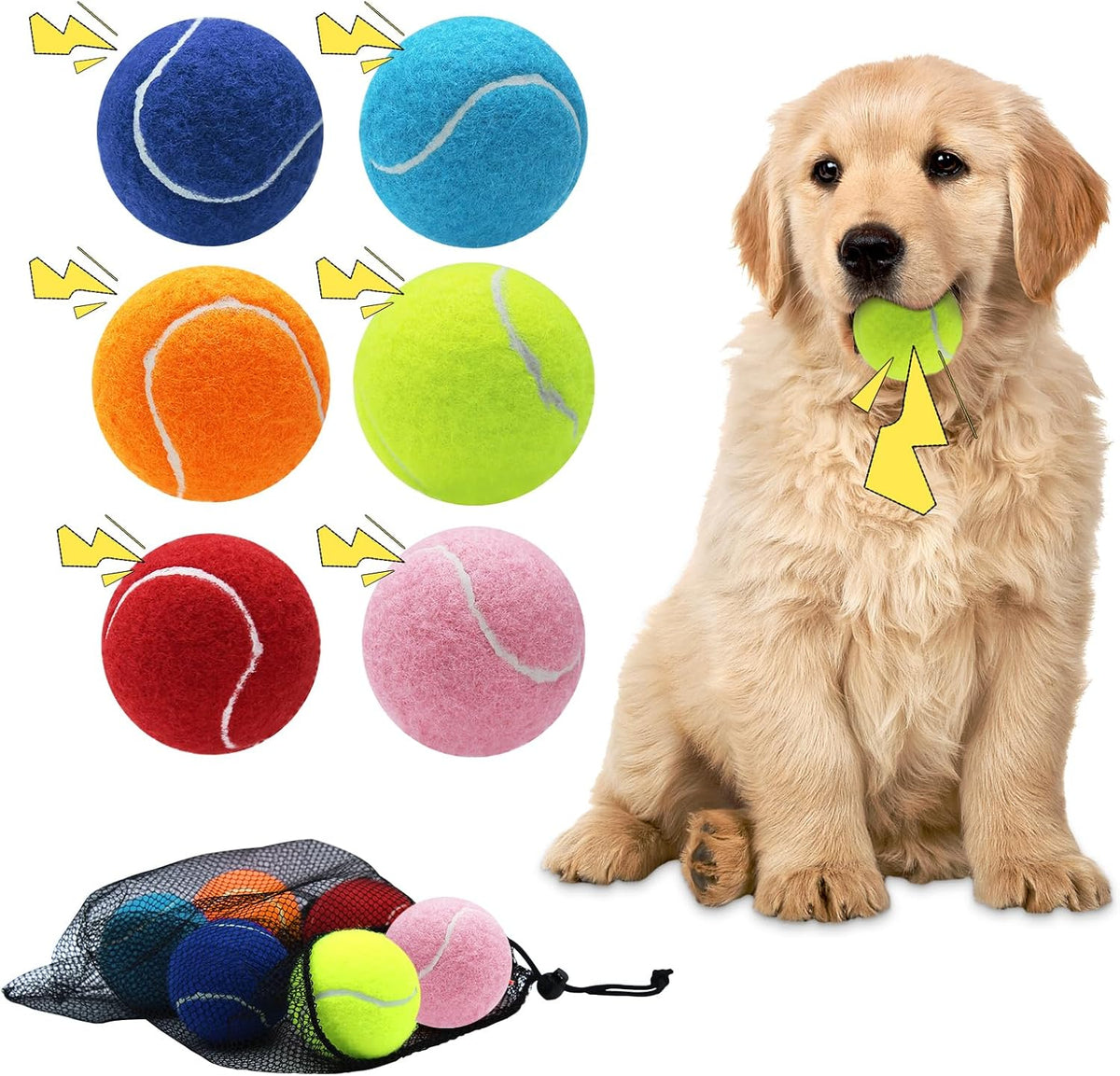 Magicorange Dog Tennis Balls - Multi-colored / 6 Pack
