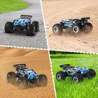 Remote Control Car All-Terrain 1:18 Rc Car with LED Lights 2 Batteries – Fun for Kids & Family - Black and Blue - image 4