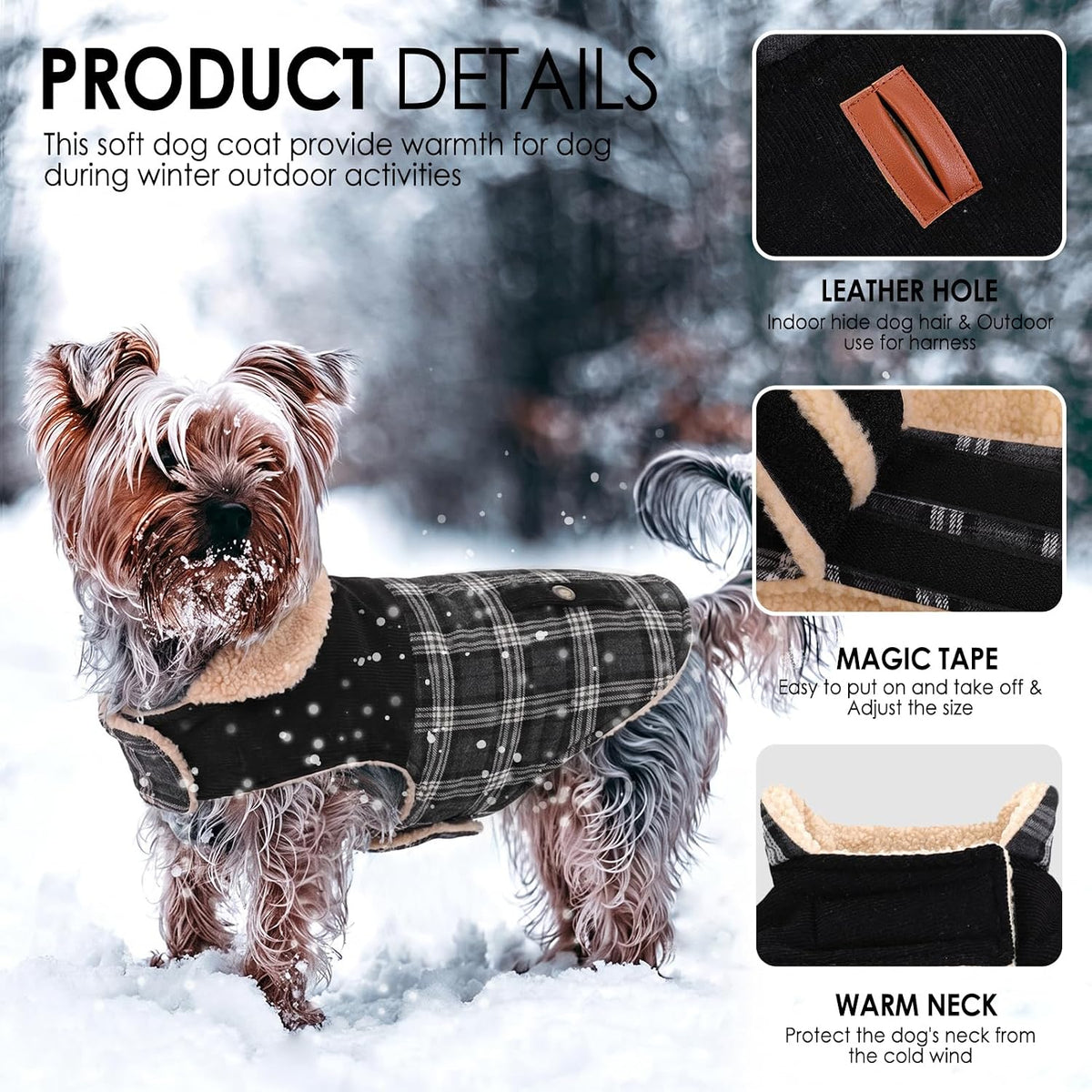 Dog Winter Coats for Small Dogs Puppies - Black / Large - image 2
