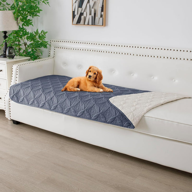 Waterproof Couch Cover for Dogs - Blue+cream / 30x70 Inches