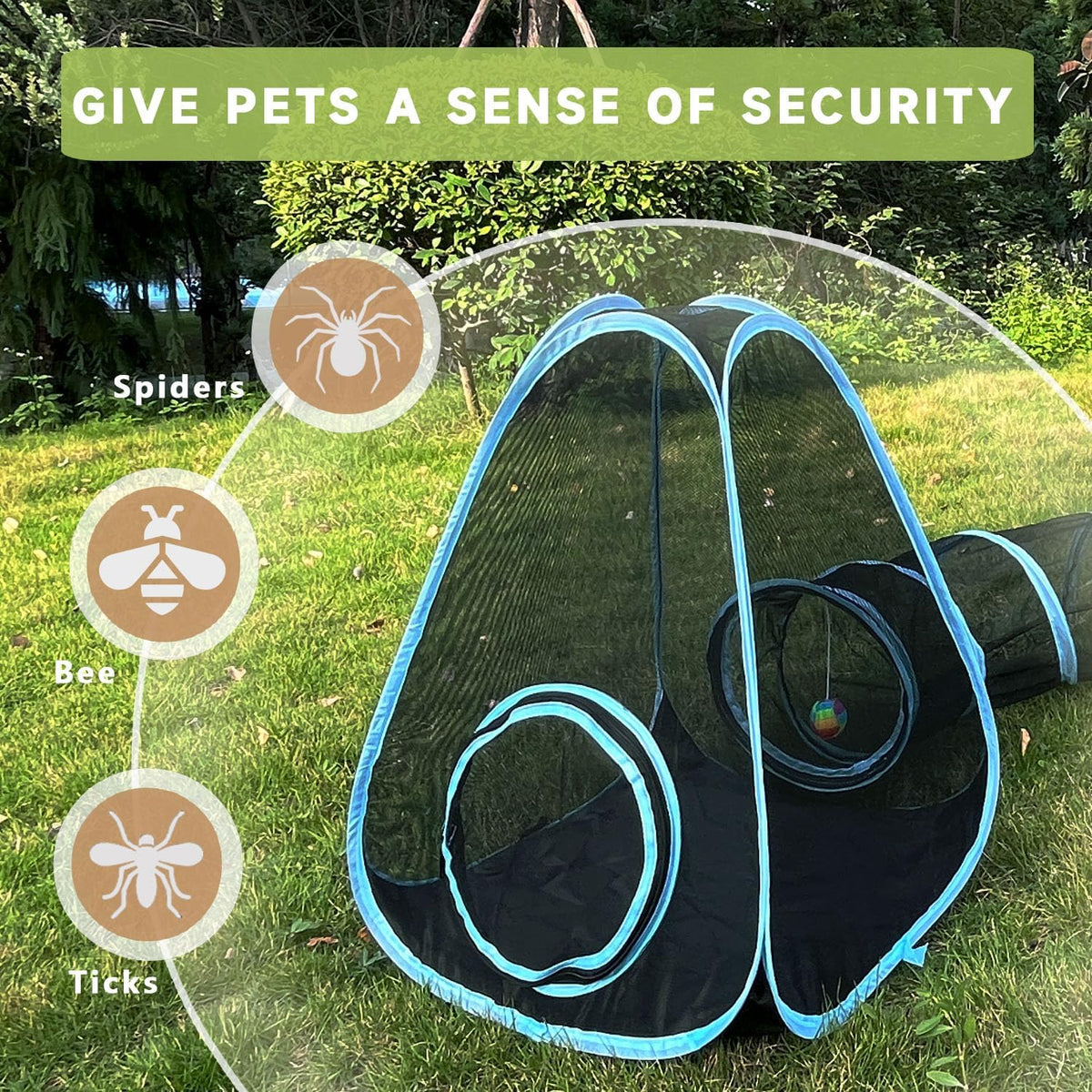 Outdoor Cat Enclosures, Cat Tunnels Catio Tents Cubes for Indoor Cats with Play Ball, Collapsible - image 2