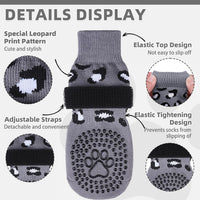 Dog Socks Shoes for Hot Pavement to Prevent Licking Paws - Leopard Grey / Small (4 Pack) - image 4