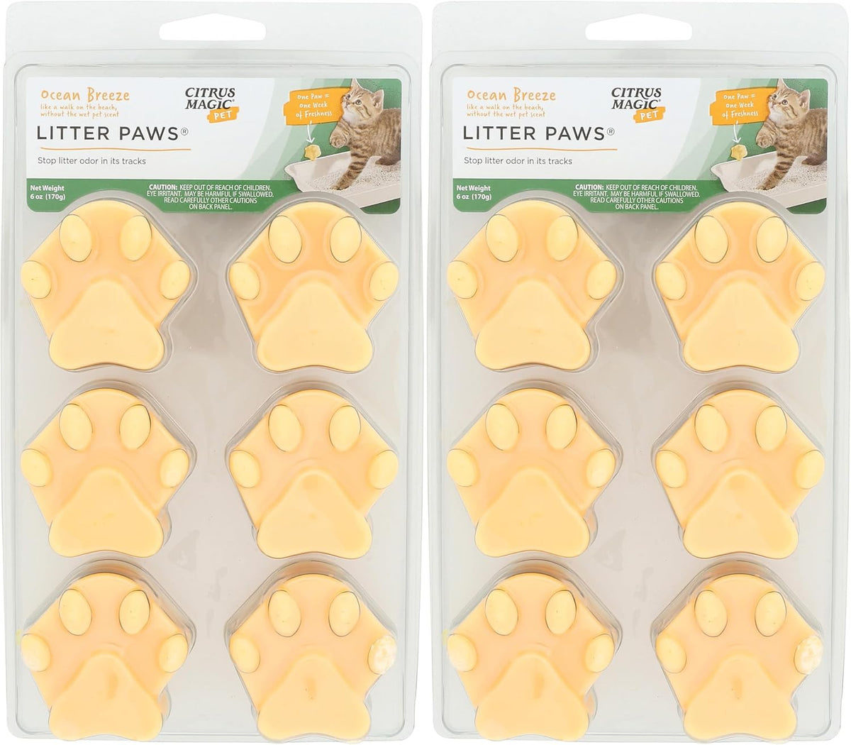 Citrus Magic Pet Odor Control Paws for Litter Boxes - Ocean / 6 Count (Pack of 2)