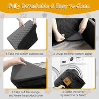 Dog Car Seat for Small/Medium Dogs, Memory Foam Dog Booster Seat, Travel Safety with Washable Removable Cover, Storage Pockets for Dogs up to 35 lbs(Black)