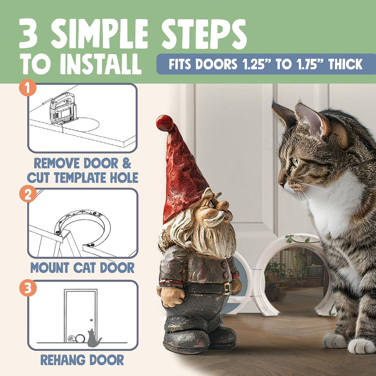 Gnome Door Cat Door for Interior Doors - Blue - image 4