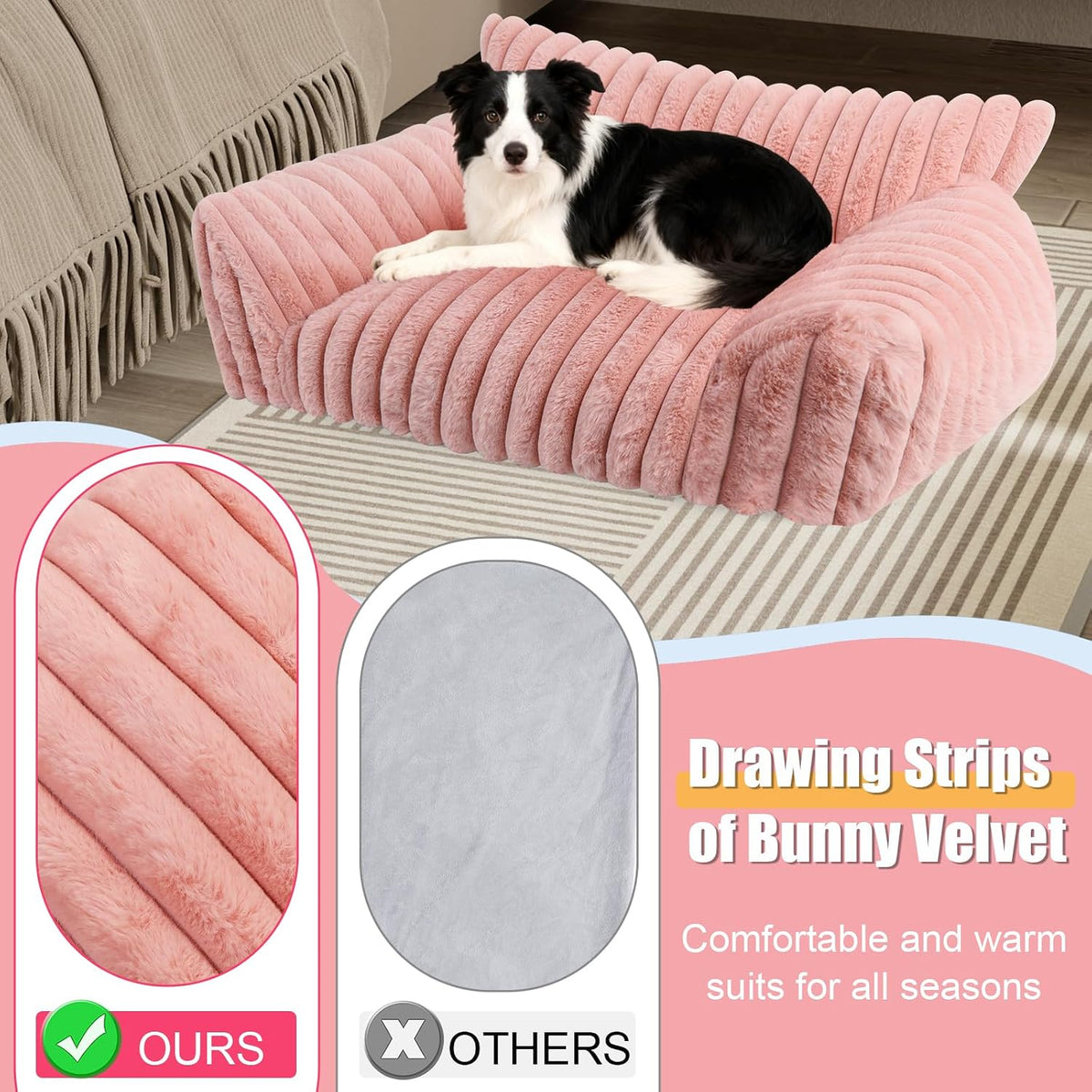 Cute Dog Couch for Medium Large Dogs, Dog Cat Couch Sofa - Large(36x27x10") / Pink - image 4