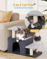 3-in-1 Pet Stairs for Cats, Dog Steps for Small Doggie Rabbits – Essentials for Cats - Large-Gray - image 2