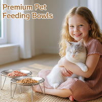 Elevated Cat Bowls, Wide Stainless Steel Cat Food Bowls with Metal Stand Whisker Stress-Free - 4 Plates with Stand - image 2