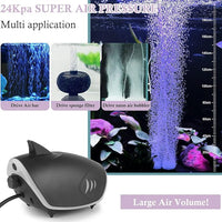 HITOP 3W 6W Silent Aquarium Air Pump -80GPH/160GPH Large Air Volume Fish Aerator, Adjustable Oxygen Pump for Fish Tank up to 300 Gallon