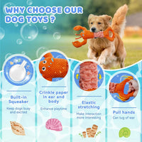 Tug of War Dog Toy, Squeaky Dog Toys Interactive Duck Puppy Toys – Essentials for Dogs - Orange Lobster - image 3