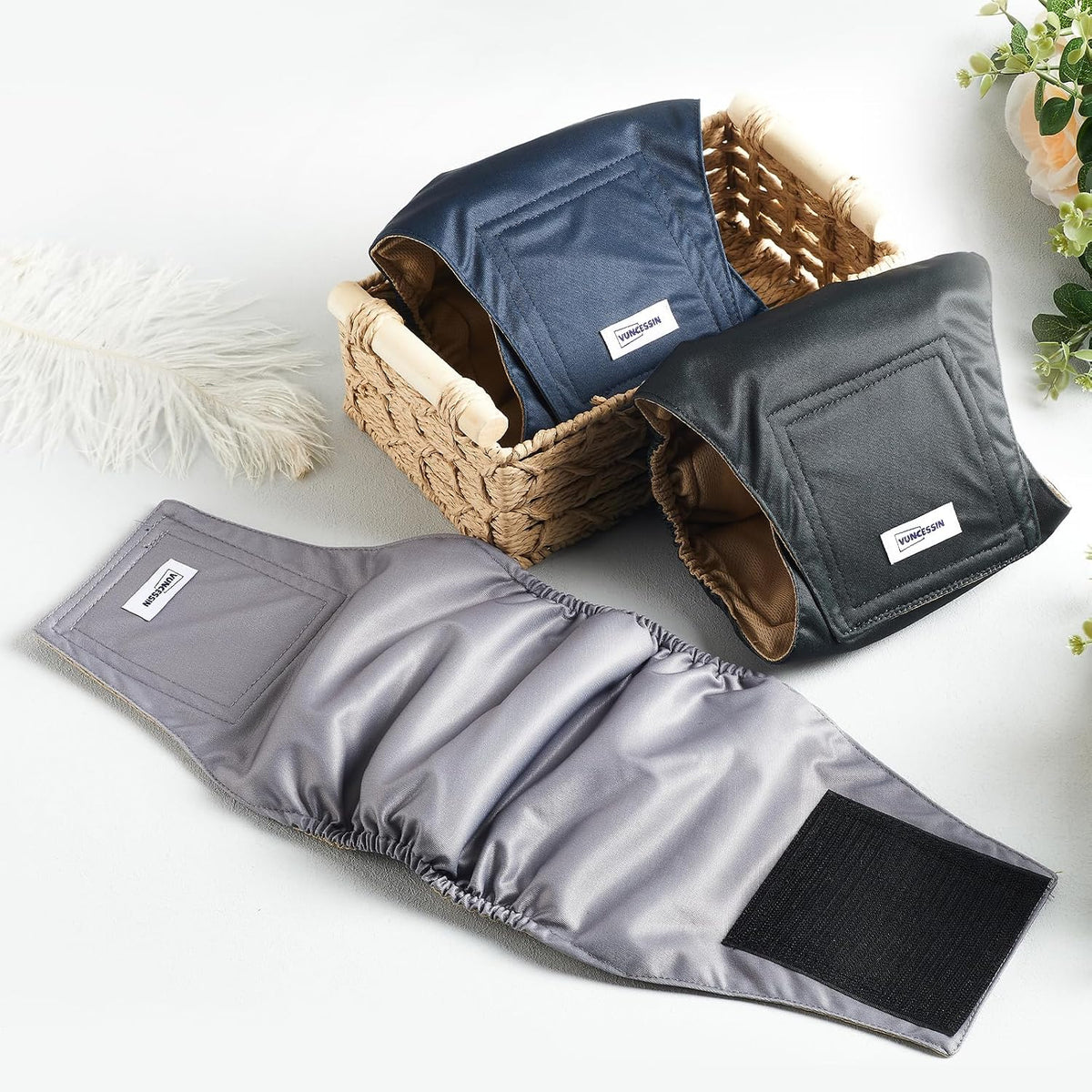 Washable Dog Diapers Male Reusable - Navy，Dark Green，Grey / Medium - image 2