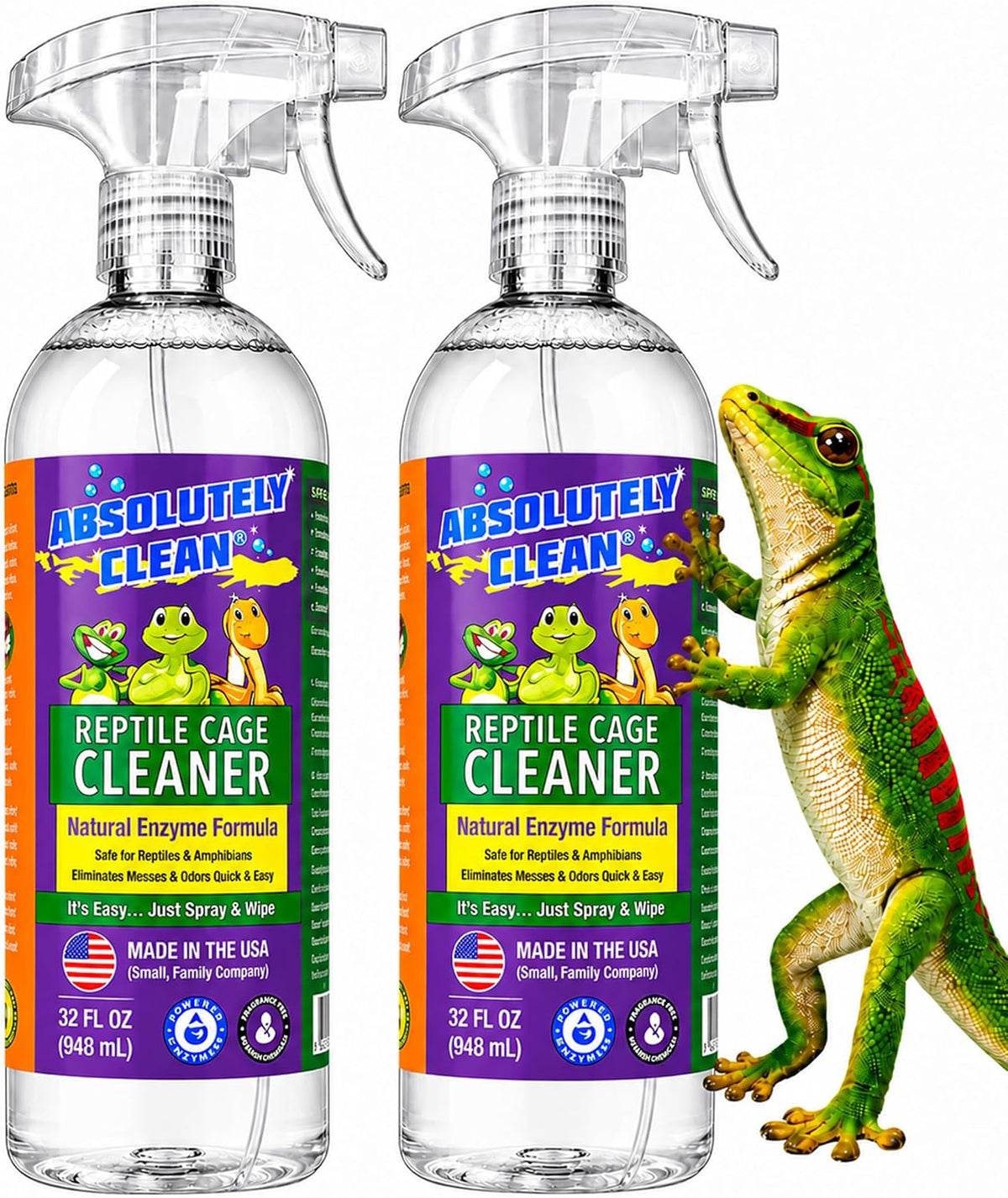 Absolutely Clean Amazing Reptile & Amphibian Terrarium Cleaner - 32 Fl Oz (Pack of 2)