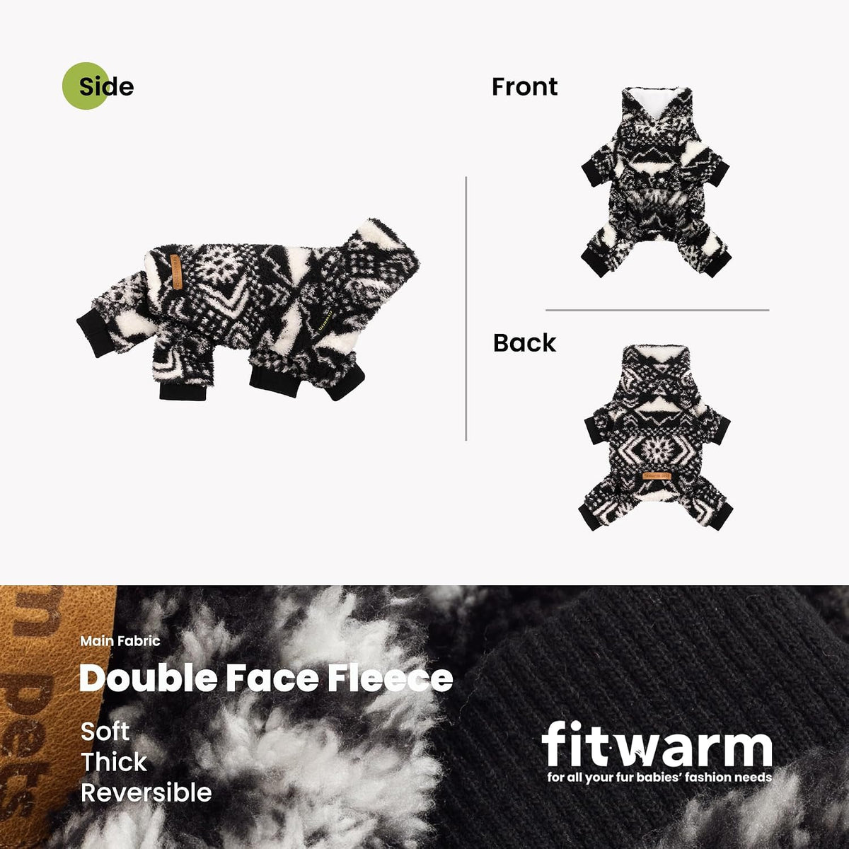 Fitwarm Collared Neck Plaid Dog Pajamas - Medium / Snowflake - image 4