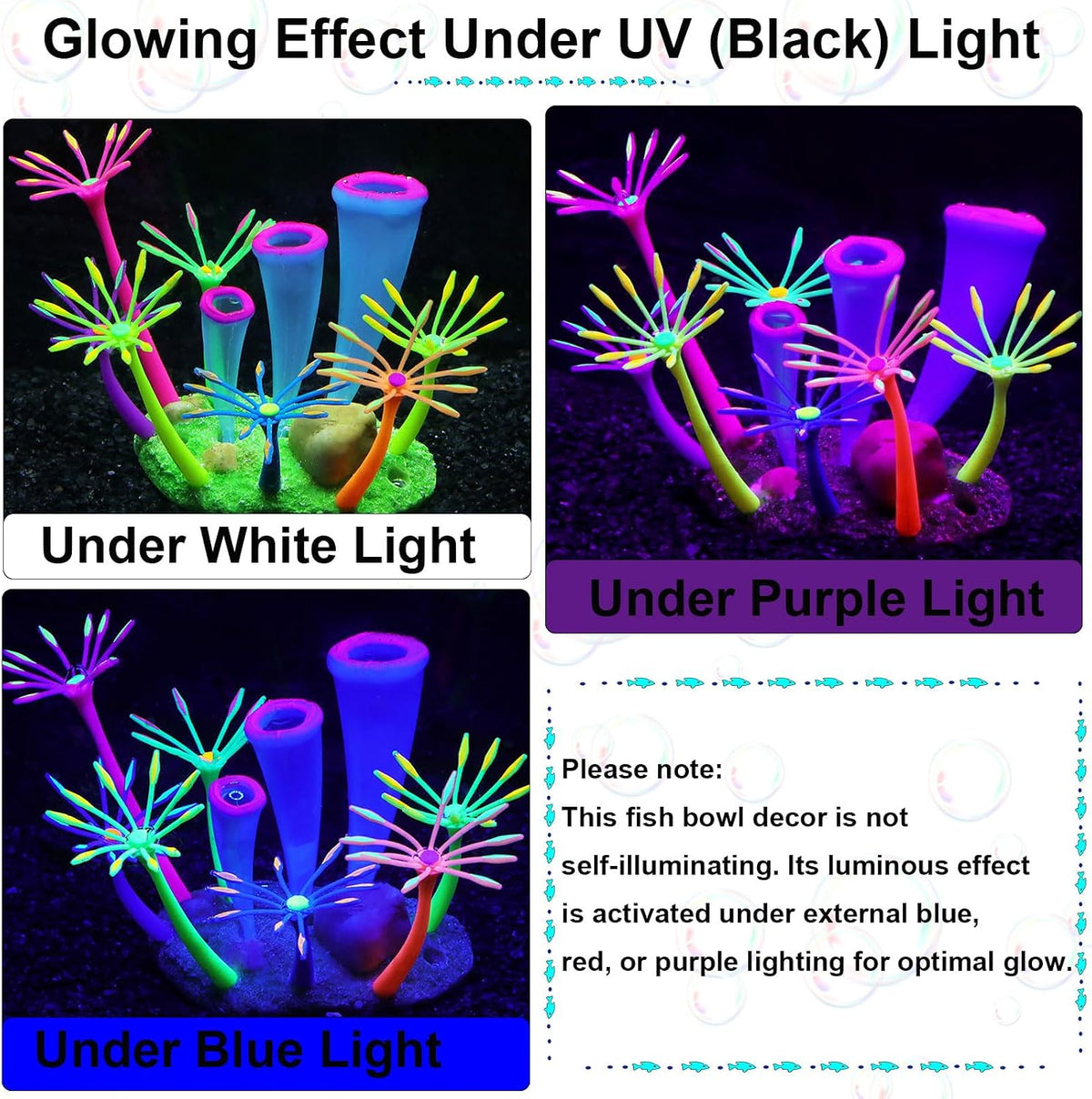 2pcs Silicone Glowing Effect Aquarium Fish Tank Decorations - Purple - image 4