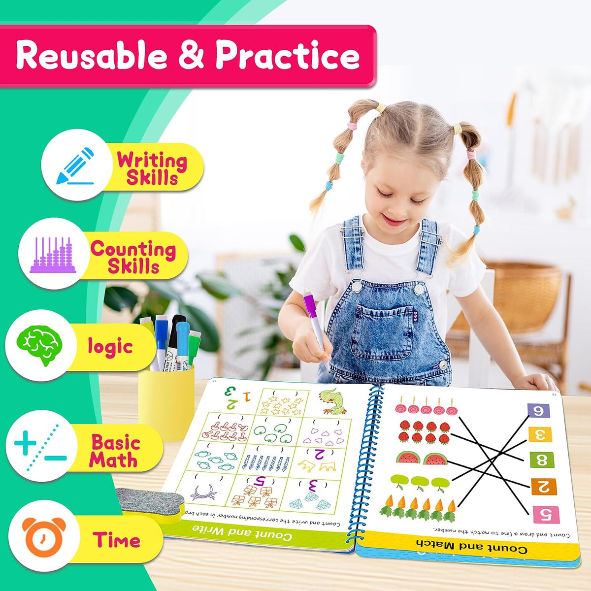 Preschool Kindergarten Workbook, Letter Number Tracing, Ages 3-6 – Fun for Kids & Family - I Can Count - image 2