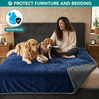 PetAmi Waterproof Dog Blanket Puppy Couch Bed Cover Queen 90x90 - Navy/Gray / Queen (90x90) - image 2