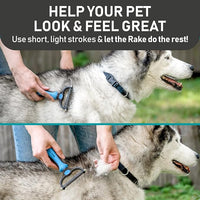 Maxpower Planet Pet Grooming Brush and 2X Grooming Gloves Combo - Double Sided Dematting, Deshedding Undercoat Rake for Dogs and Cats - Reduce Shedding Easily - Blue