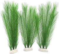 Aquarium Decorations 3Pcs Fish Tank Artificial Green Water Plants - 11", 3 Pcs, Green