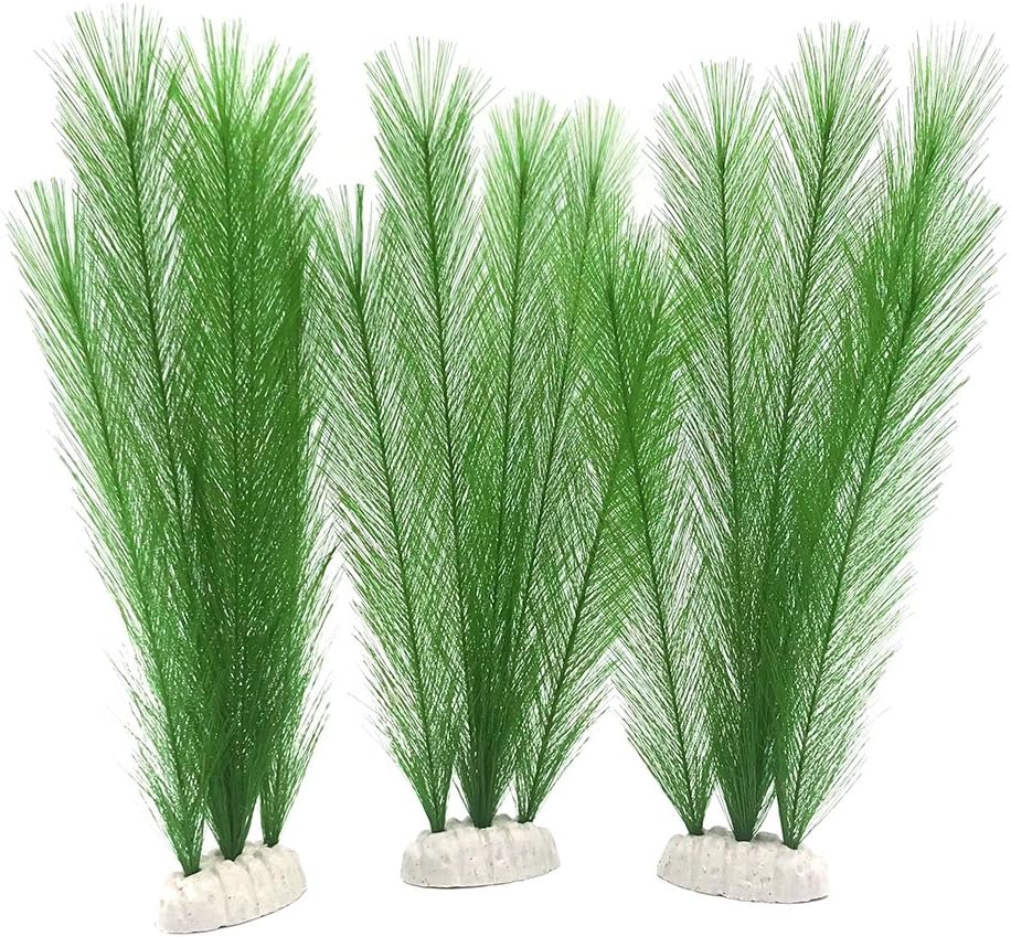 Aquarium Decorations 3Pcs Fish Tank Artificial Green Water Plants - 11", 3 Pcs, Green