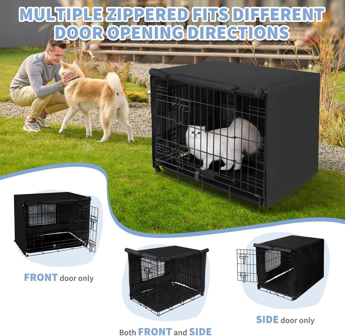 X-ZONE PET Dog Crate Cover Waterproof Kennel Cover - 48.4"L x 30.3"W x 32.3"H / Black with Window - image 4