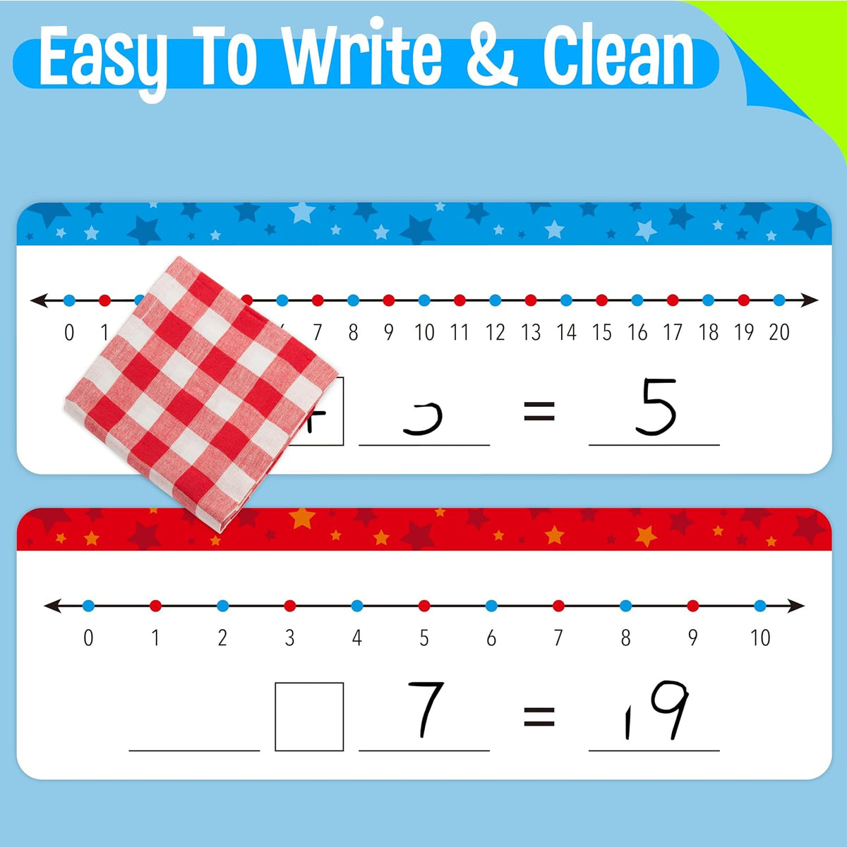 SpriteGru number line dry erase boards with 0-10 and 0-20 lines and colorful star print - view 13