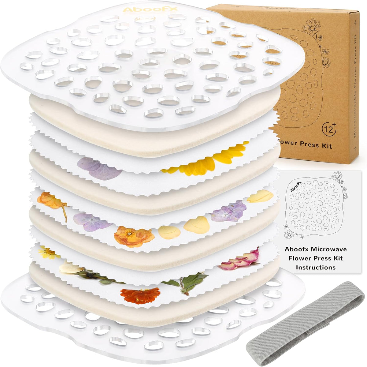 Aboofx Microwave Flower Press 6.3" 3 Layers Fast Drying Pressed - 3 Layers 6.3 x 6.3 inch