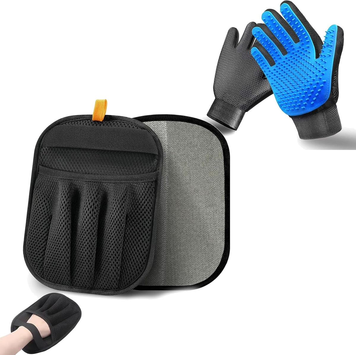 NVNAN Pet Hair Removal Glove for Dogs & Cats - Big Fabric Pet Hair Gloves+Pet Grooming Brush