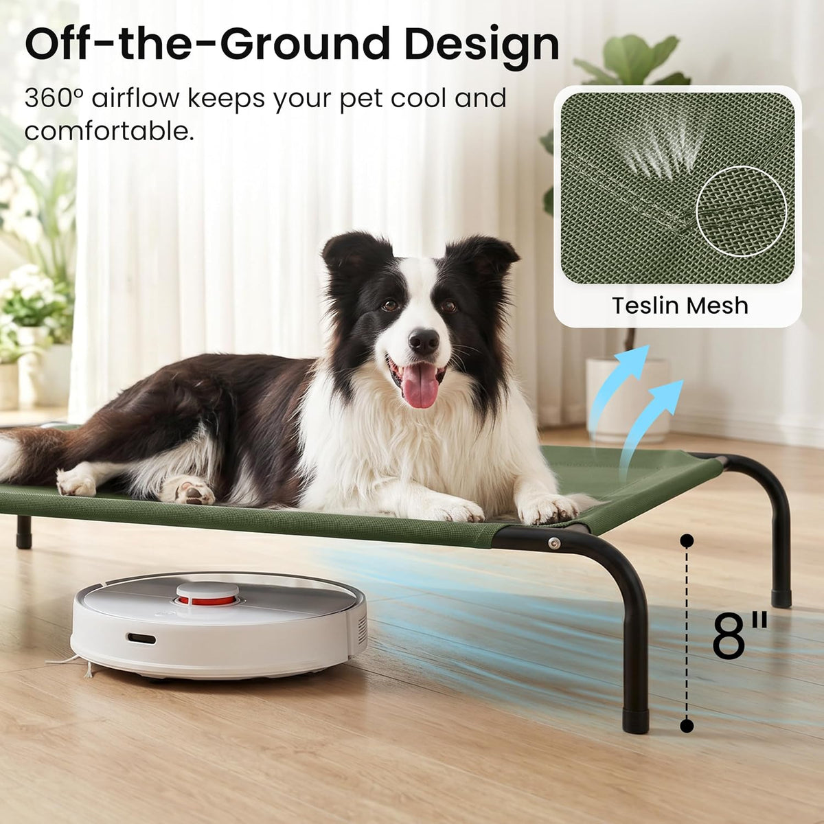 Love's cabin Elevated Cooling Dog Bed for Large Dogs - Olive Green / 48" X 35.5" X 8" - image 2