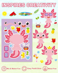 30 Unicorn Make-a-Face Sticker Sheets for Kids – Fun for Kids & Family - Axolotl - image 4