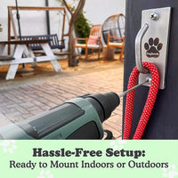 Canine Hitch- Secure Dog Leash Parking Mounted Indoor – Outdoor Wall Hook - Tie Out Stainless Steel Practical Lead Management for Home & Business, Standard Size 6 Pack