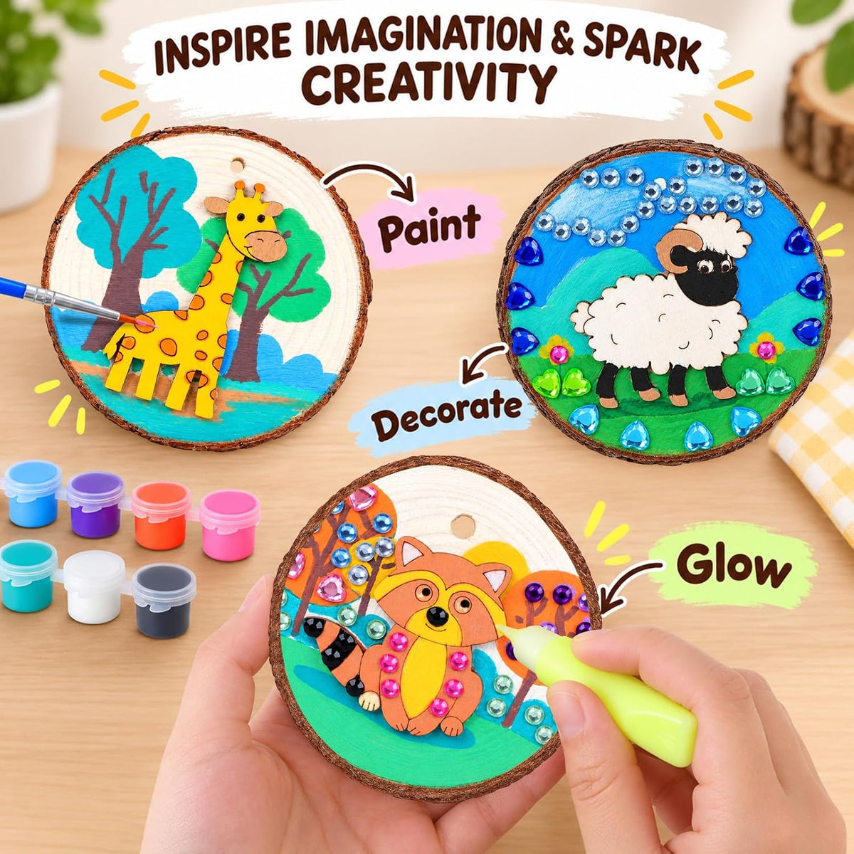 EPUMP Glow in the Dark Wooden Painting Kit for Kids - Wooden Painting Kit - Animal - image 4