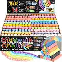 160 PCS Sidewalk Chalk for Kids, 14 Colors - 160