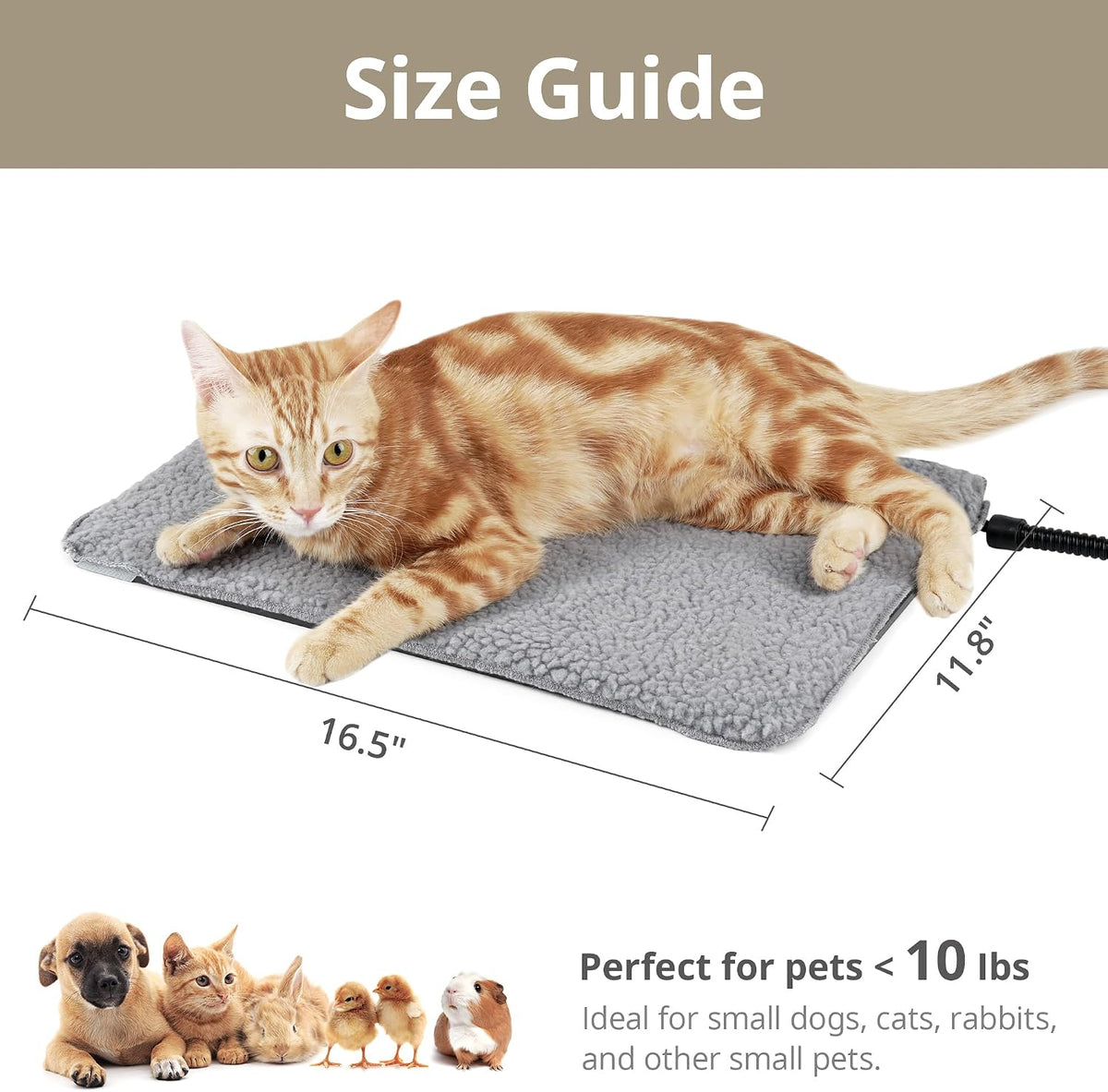 Outdoor Cat Heating Pad, Waterproof Housing, 16.5" x 11.8", 35W – Essentials for Cats - image 3