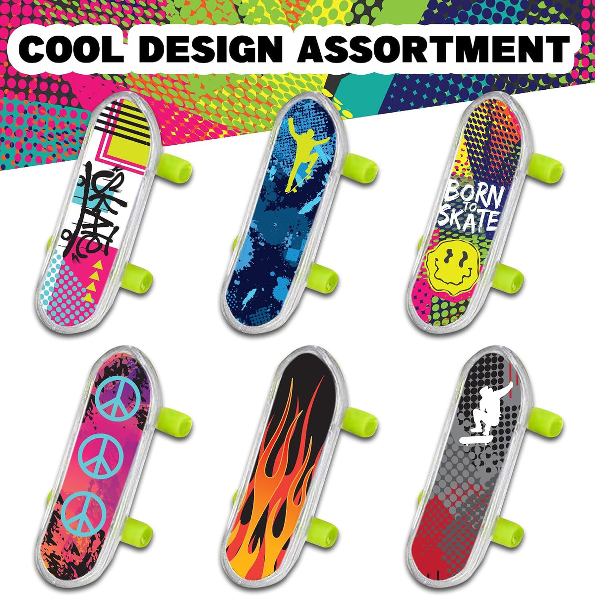 ArtCreativity 144 pack of 2 inch mini finger skateboards in assorted designs - view 4
