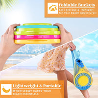 JOYIN Foldable Beach Bucket Set, Camping Gear, Travelling - Yellow/Blue/Green - image 4