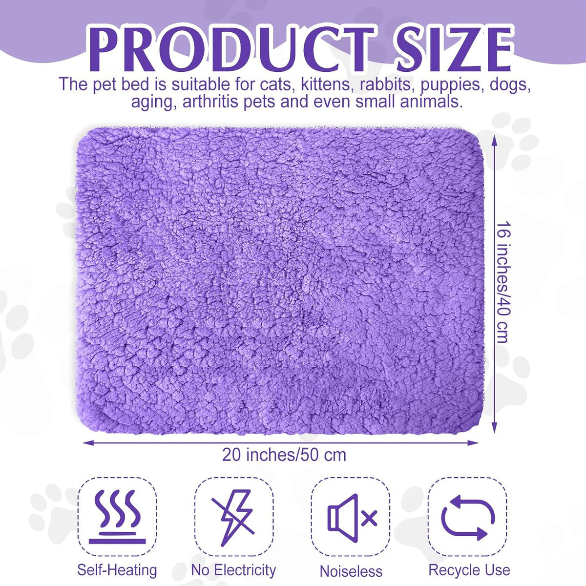 Drydiet 4 Pack Self Warming Cat Mat for Pets - 16 x 20 Inch / Purple / Solid - image 2