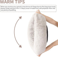 Love's cabin Calming Cat Bed for Indoor Cats,Anti-Anxiety Donut Round Dog Bed,Fluffy Faux Fur Washable Pet Bed for Small Medium Dogs and Cats,Coffee,24in