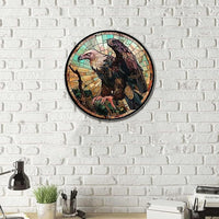 Lygond Metal Sign Tin Sign Circular Stained Glass Vulture Funny Gardening Gift for Patio 8×8 Inches