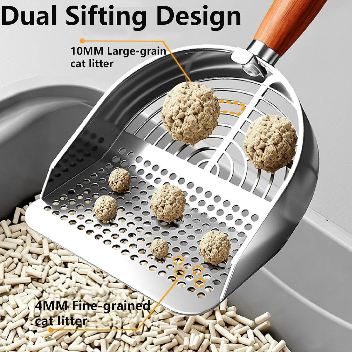 DHXYZZB Cat Litter Scoop 304 Stainless Steel Litter Shovel - Silver / Round-slot - image 2