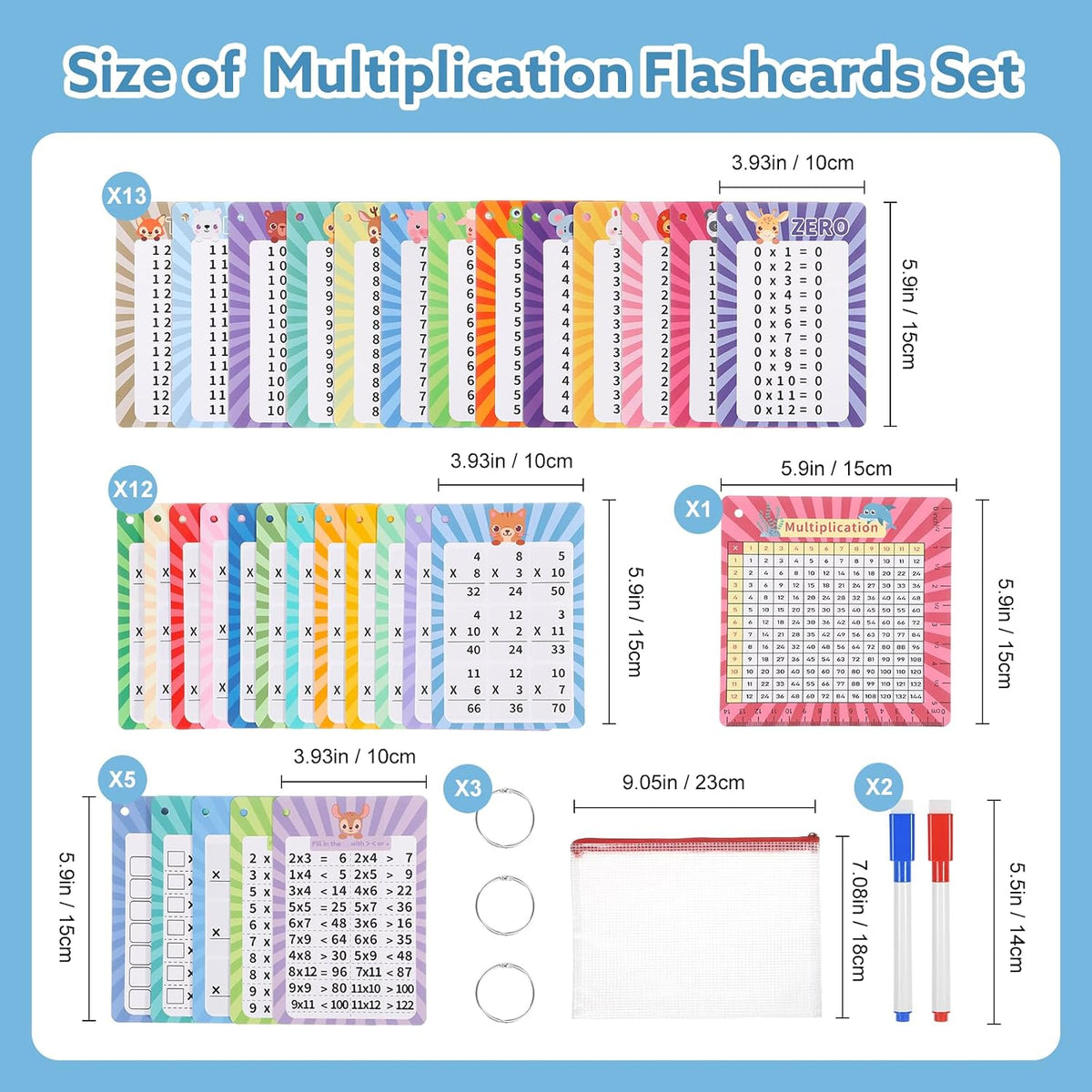 13 Pcs Multiplication Flashcards 0-12 - Multiplication Practice Set - image 2