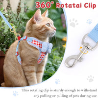 Cat Harness and Leash Set, Escape Proof Soft Vest Walk Pink XS – Essentials for Cats - Red-Plaid / Medium - image 4