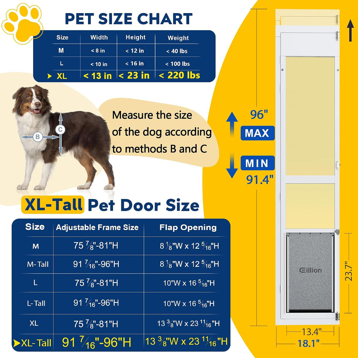 Large Dog Door for Sliding Glass Door - 96" Sliding Door / Xlarge - 1 Flap - image 2