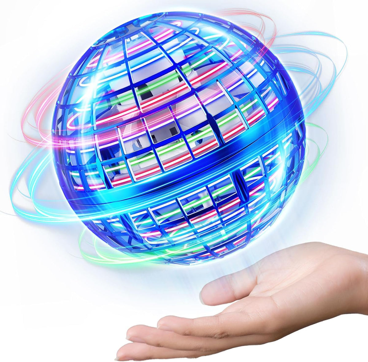ENJSD flying orb ball with LED lights and enclosed propeller