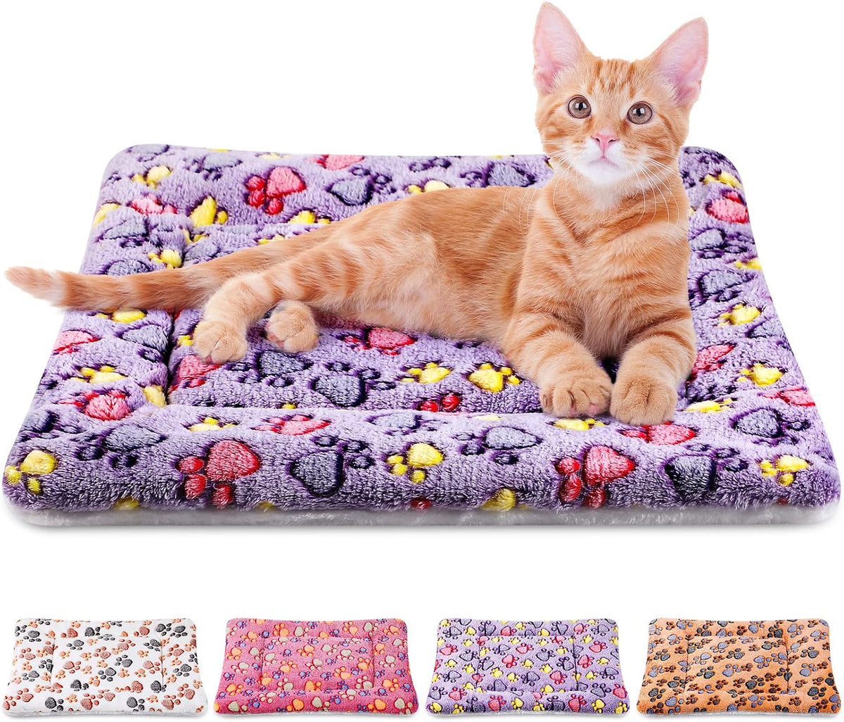4 Pack Soft Pet Bed Mat Small Dog Crate Fleece – Essentials for Dogs - 21 x 14 Inches / Vivid Color