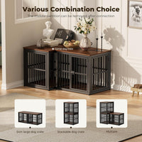 Lyromix 48'' XXL Dog Crate Furniture with 3 Doors for Large Dogs – Essentials for Dogs - Walnut / 26.9"L x 20.9"W x 24.0"H - image 2